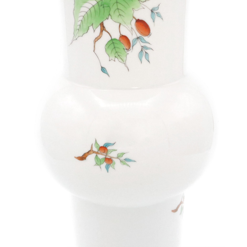 Herend Vase, Vase Mit Hagebutten Porzellan Handbemalt, Große 30 Cm Tischvase